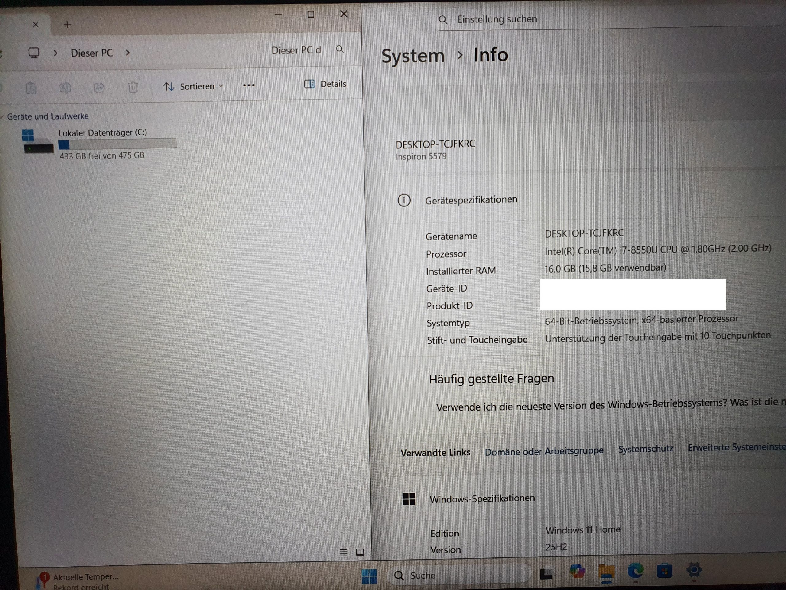 Dell Inspiron 5579 2in1 15 Zoll Full HD + Touch 512GB SSD 16GB RAM NEUER Akku Win 11 – Bild 14