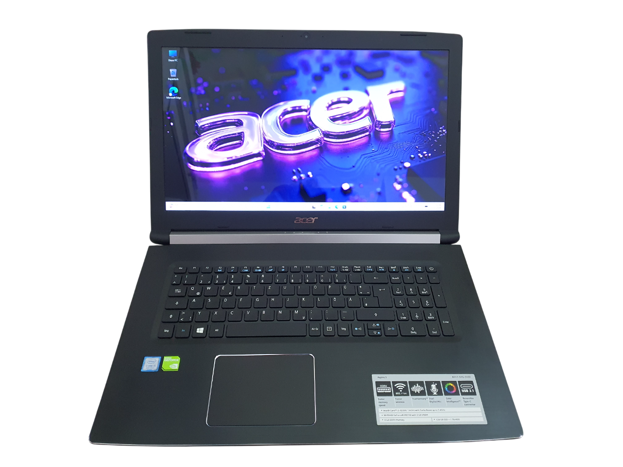 Acer Aspire 5 A517 i5-8250U 8GB RAM 17,3 Zoll Laptop 2 Festplatten Win 11