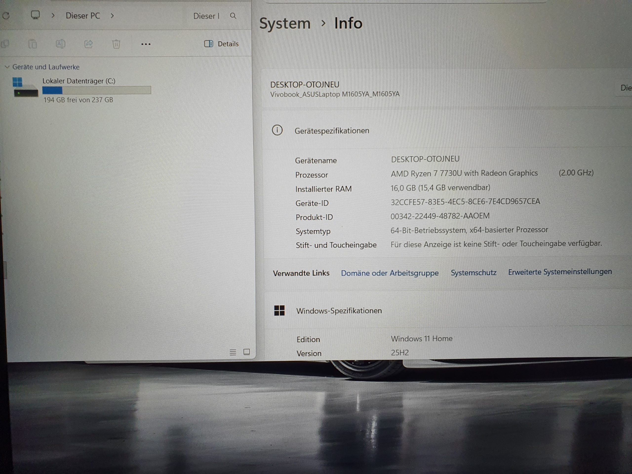 ASUS Vivobook 16 M1605YA Notebook 16 Zoll Full HD AMD Ryzen 7 7730U 16GB RAM – Bild 9
