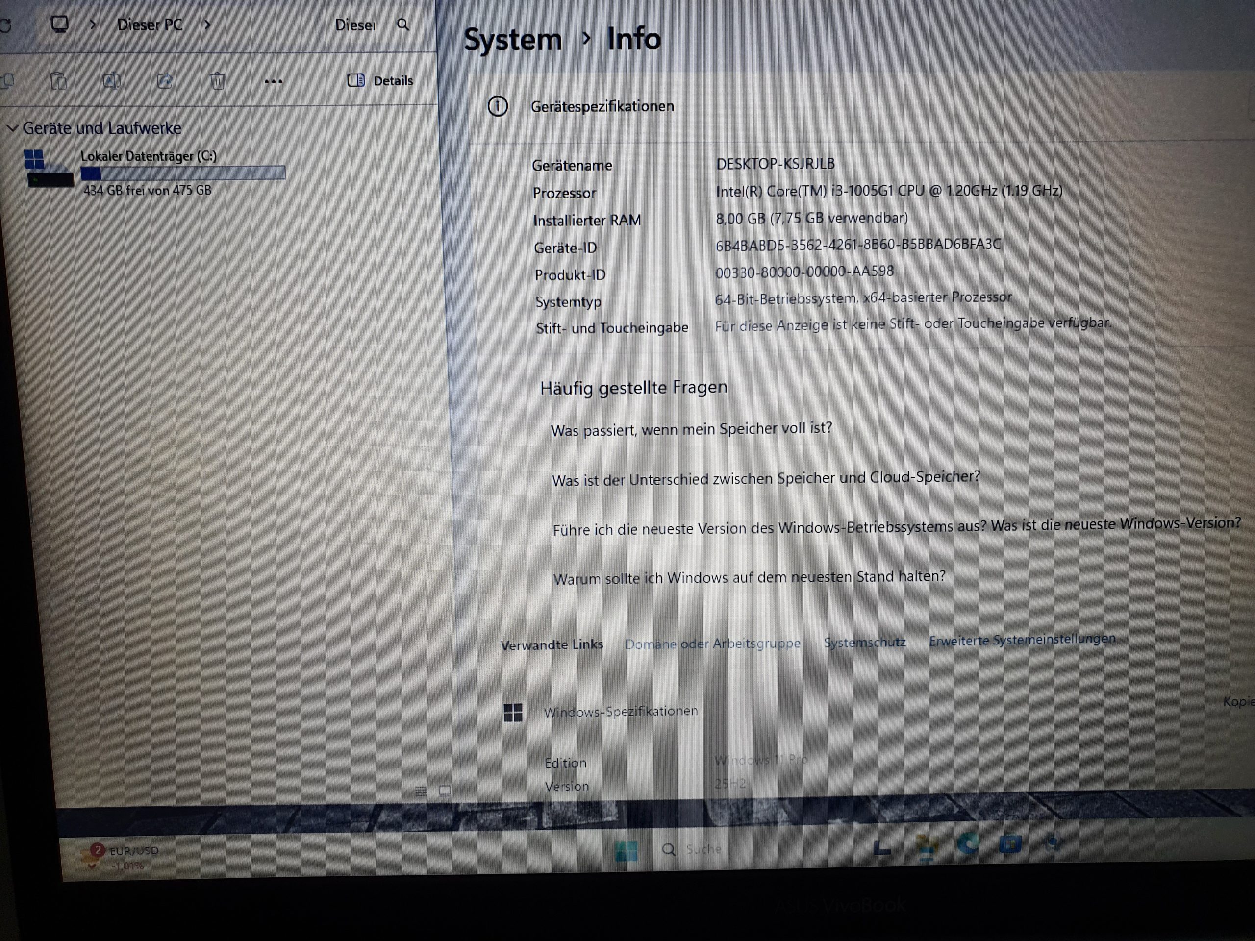 Asus VivoBook S17 i3-1005G1 17,3 Zoll 512GB SSD 8GB RAM Win 11 wie NEU – Bild 9