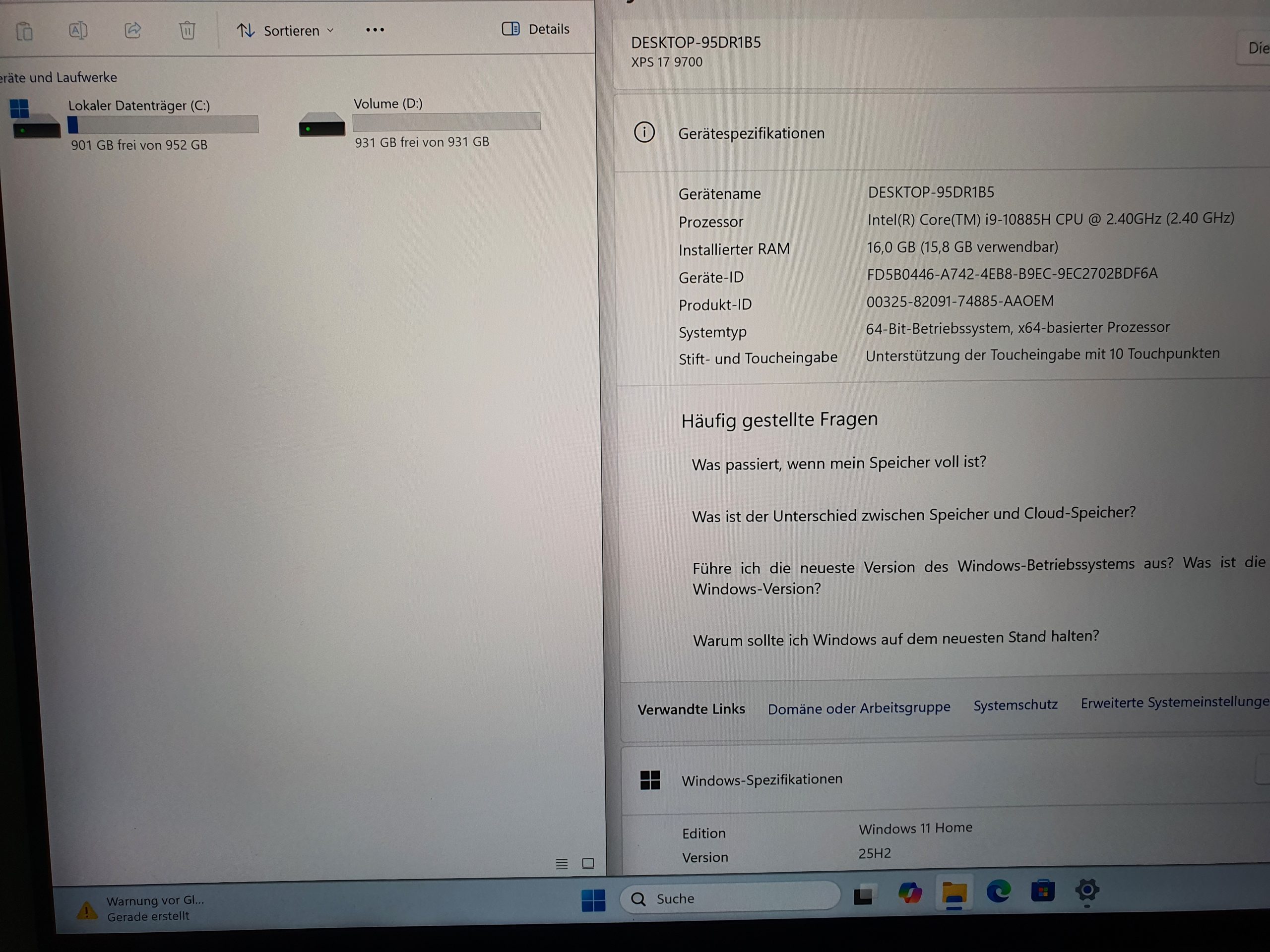 Dell XPS 17 9700 17" i9-10885H 4K Touchscreen RTX 2060 2 Festplatten Win 11 – Bild 12