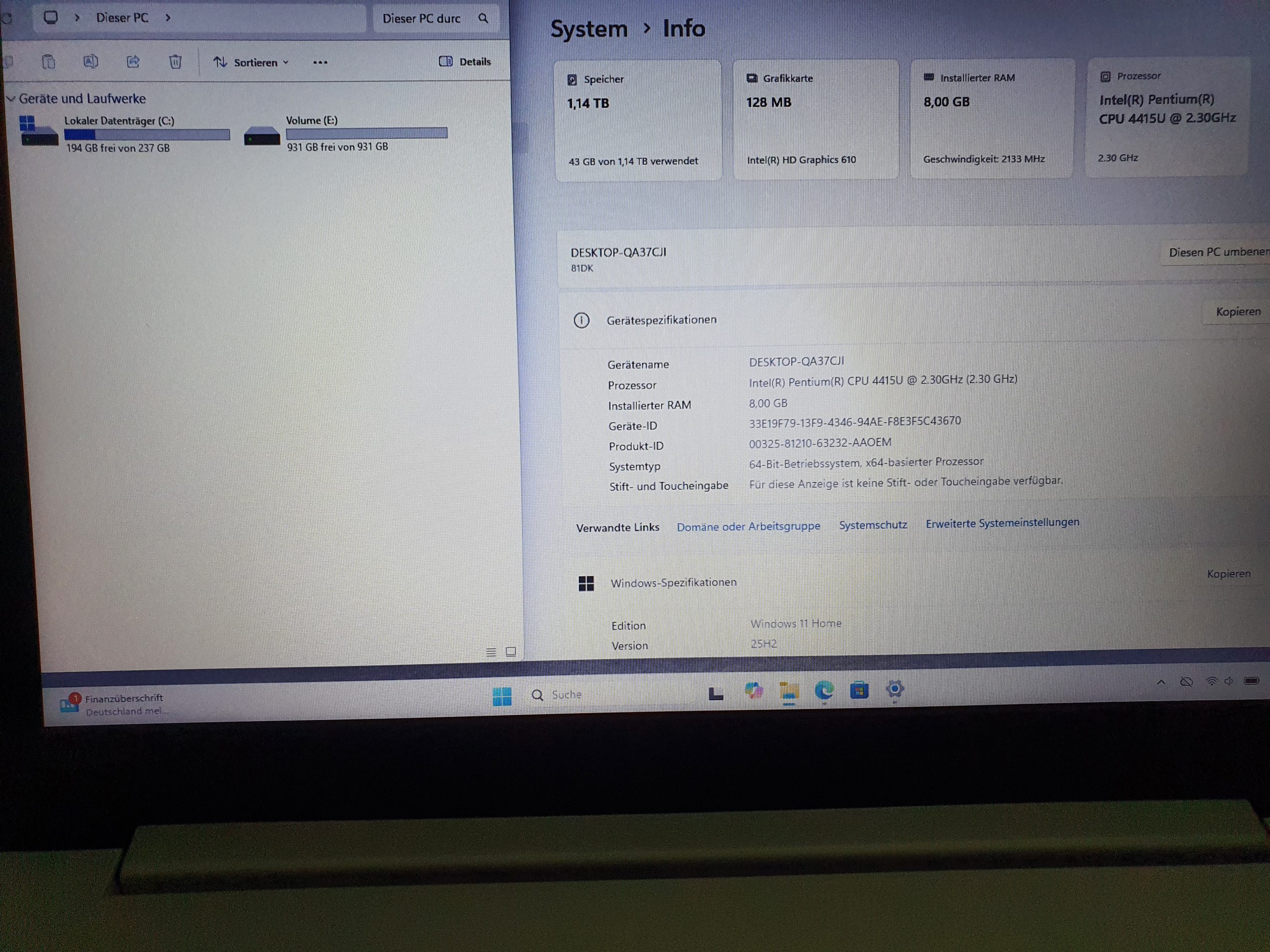 Lenovo IdeaPad 330 Laptop 17,3 Zoll Intel Pentium 4415U Gold 2 Festplatten Win11 – Bild 9