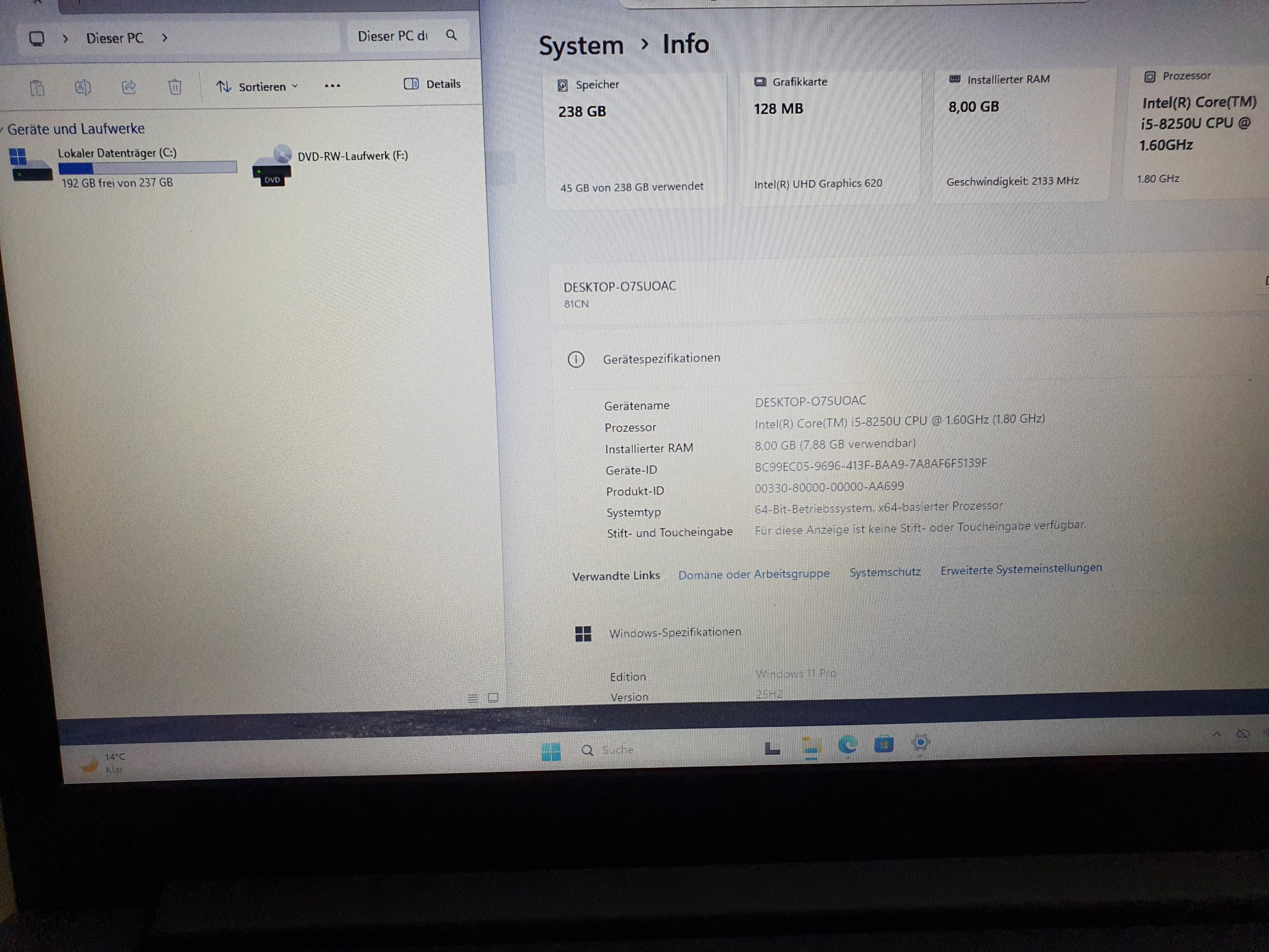 Lenovo V320 17,3 Zoll Laptop i5-8250U 8GB RAM 256GB SSD Win 11 fast wie NEU – Bild 8
