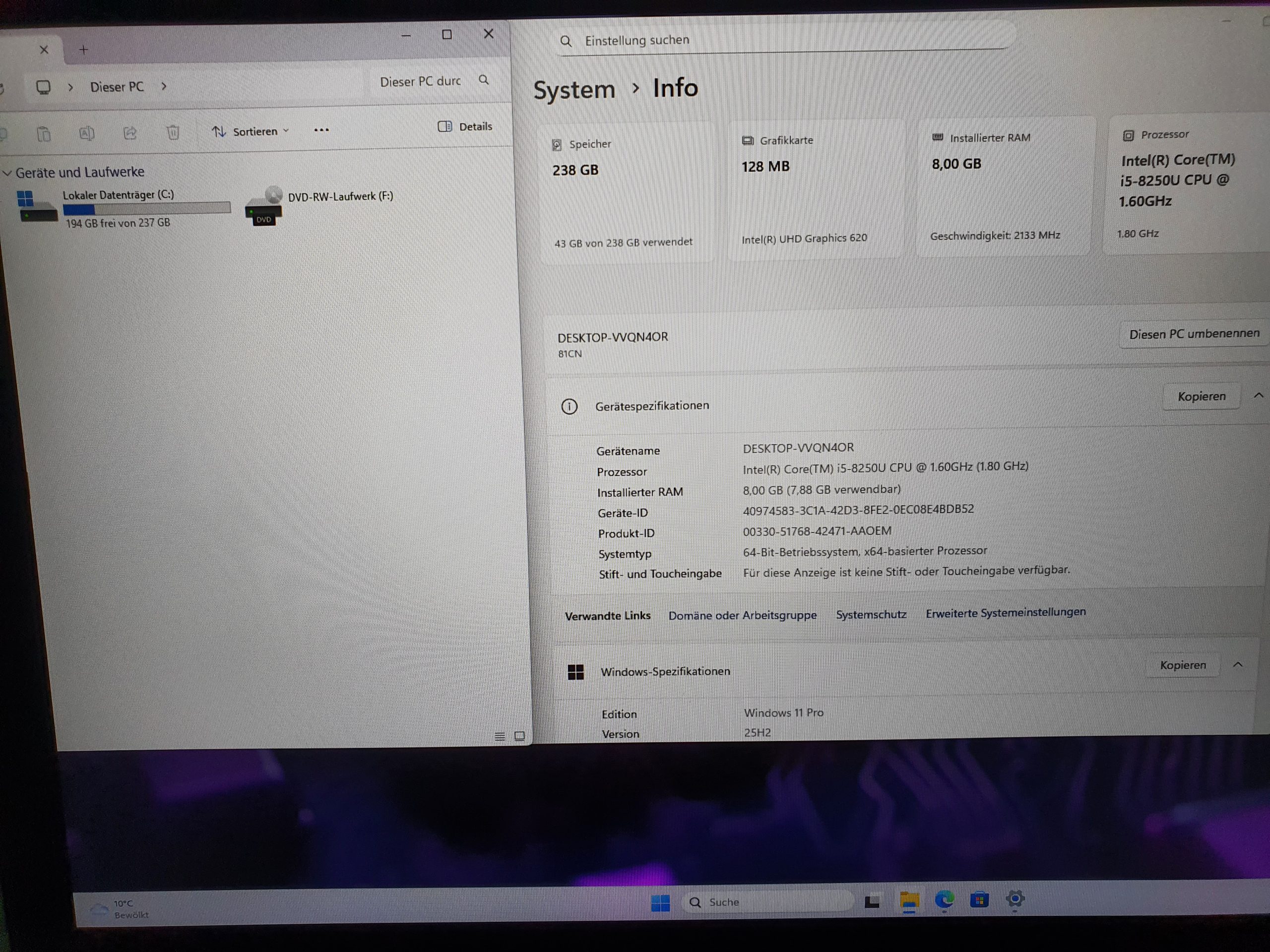 wie NEU Lenovo V320 17,3 Zoll Laptop i5-8250U 8GB RAM NEUE 256GB SSD Win 11 – Bild 9